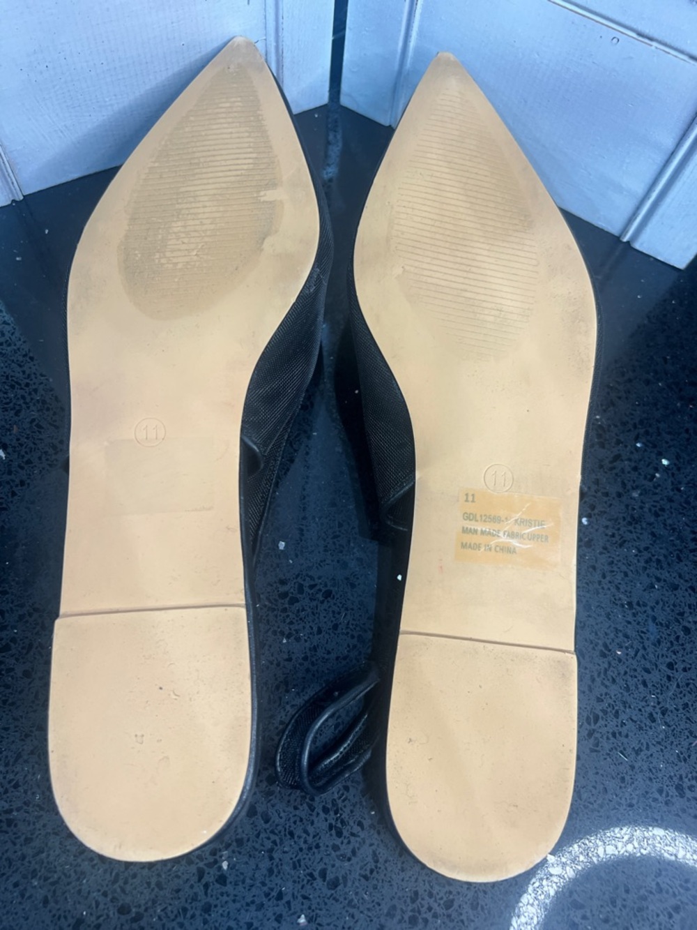 Lemon Black Mesh Pointed Slingback Flats - Picture 4 of 4